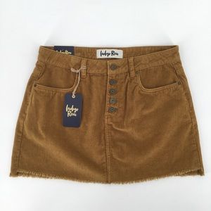 NWT Indigo Rein Corduroy Raw Hem Mini Skirt